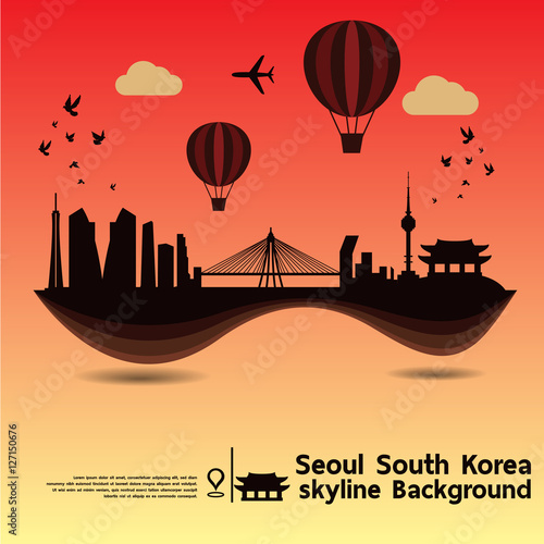 Seoul, south Korea, skyline background and  travel destination, vector Illustration