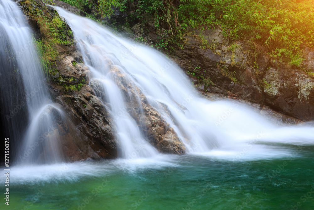 Fototapeta premium wonderful waterfall during rainy season in deep forest, Umphang in Tak province ,Thailand.
