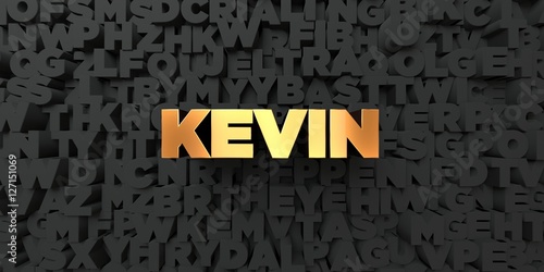 Kevin - Gold text on black background - 3D rendered royalty free stock picture. This image can be used for an online website banner ad or a print postcard. photo