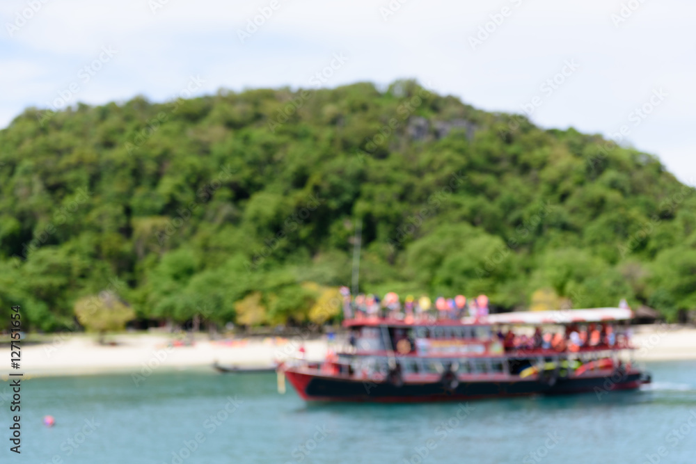 Blurred image of tourist boat in Andaman sea,Thailand