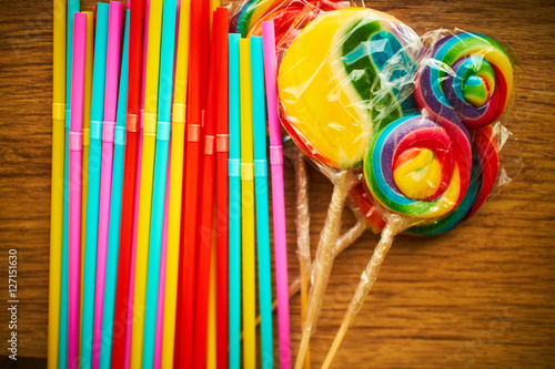 multicolored cocktail sticks and lollipops