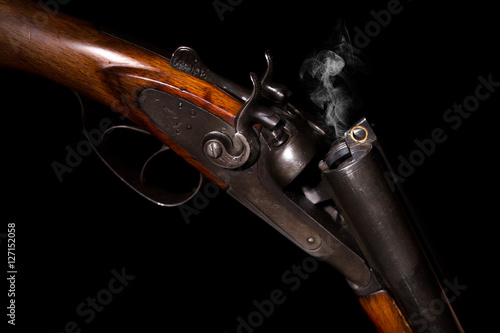 Smoke from a hunting rifle after firing