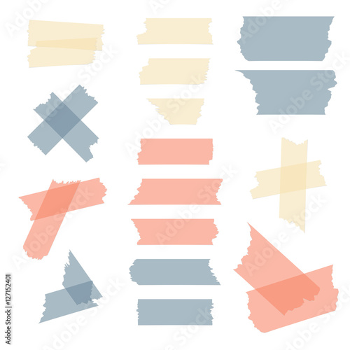 Colorful adhesive tape, masking pieces vector set