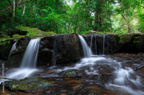 Pang Sida waterfall, beautiful waterfall in deep forest during rainy season in Pang Si Da National Park, Thailand