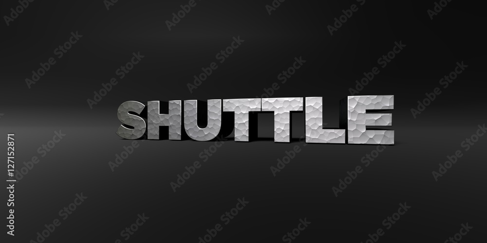 SHUTTLE - hammered metal finish text on black studio - 3D rendered royalty free stock photo. This image can be used for an online website banner ad or a print postcard. SHUTTLE - hammered metal finish text on black studio - 3D rendered royalty free stock photo. This image can be used for an online website banner ad or a print postcard.