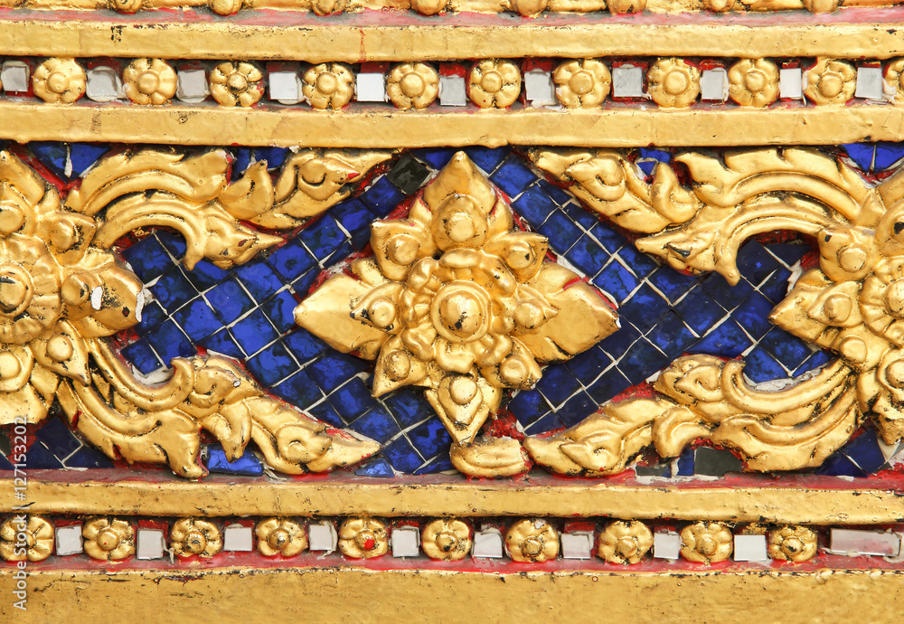 Fototapeta premium Traditional Thai style pattern decorative, stucco paint in templ