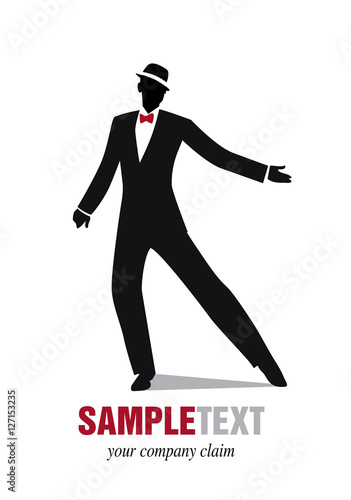 Elegant man silhouette dancing jazz or swing