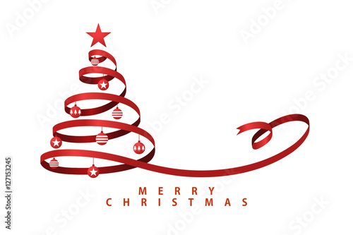 Christmas tree made from red ribbon