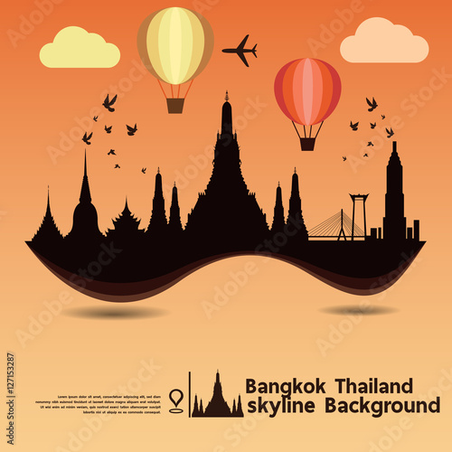 Bangkok, Thailand, skyline background and  travel destination, vector Illustration