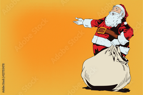 Santa Claus with a bag full of presents.