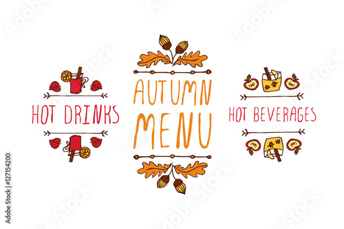 Hand drawn autumn elements with inscription
