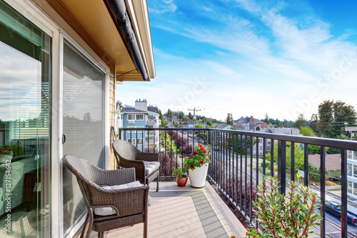 Fotografia, Obraz Apartment house exterior in Seattle. Balcony view.