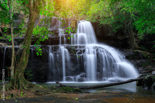 Fototapeta Naklejka Na Ścianę i Meble -  Pang Sida waterfall, beautiful waterfall in deep forest during rainy season in Pang Si Da National Park, Thailand