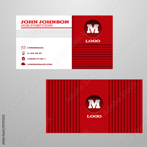 Creative line red business cards vector illustration eps 10