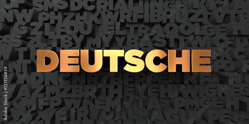Deutsche - Gold text on black background - 3D rendered royalty free stock picture. This image can be used for an online website banner ad or a print postcard. Deutsche - Gold text on black background - 3D rendered royalty free stock picture. This image can be used for an online website banner ad or a print postcard.