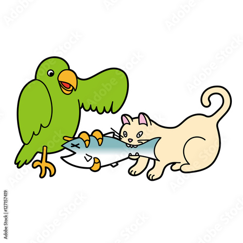 鳥と猫