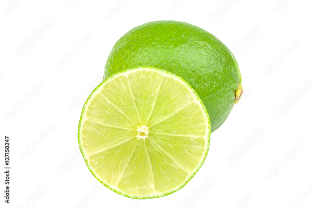 Lime with half isolated on white background Lime with half isolated on white background