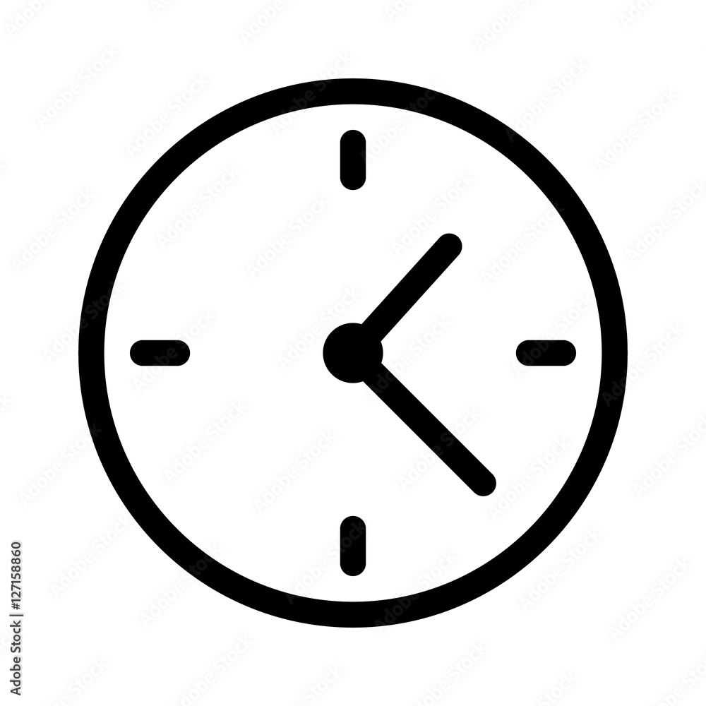 Simple clock face, clockface or watch face with hands line art icon for apps and websites Simple clock face, clockface or watch face with hands line art icon for apps and websites