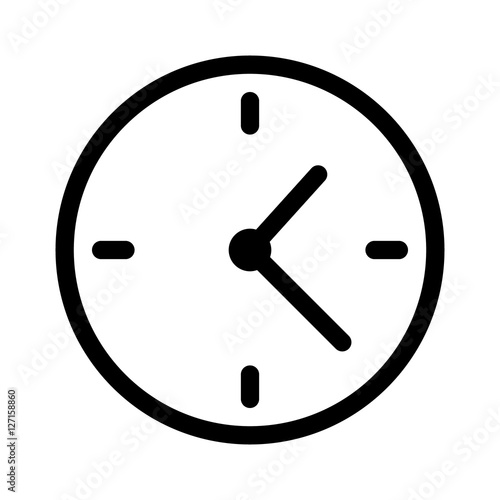 Simple clock face, clockface or watch face with hands line art icon for apps and websites