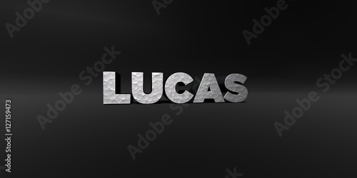 Εκτύπωση καμβά LUCAS - hammered metal finish text on black studio - 3D rendered royalty free stock photo