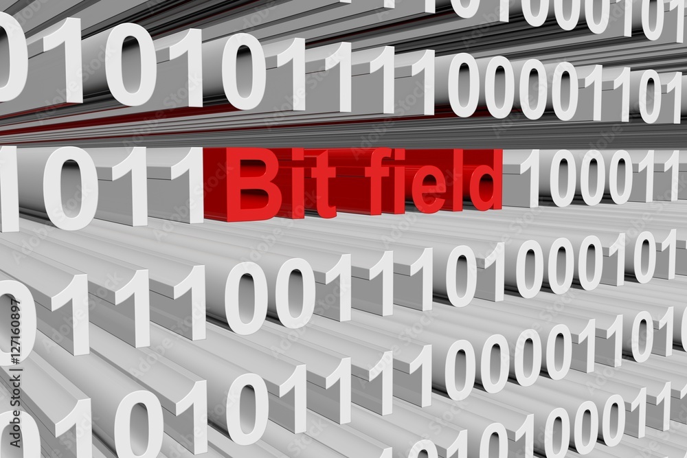 Bit field as a binary code 3D illustration