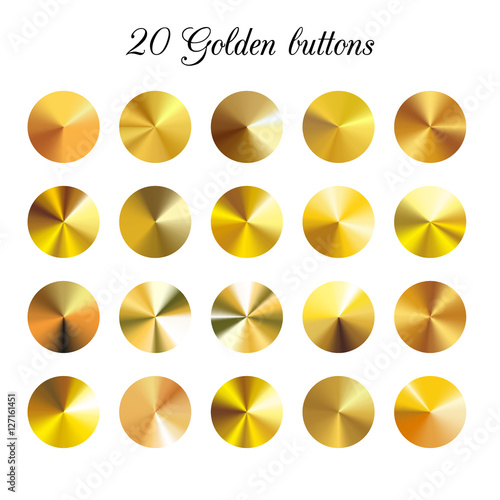 Golden buttons collection.Vector set of gold gradients mesh