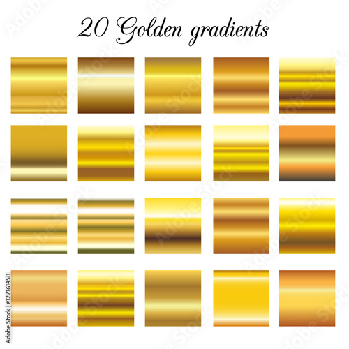 Golden squares collection.Vector set of gold gradients