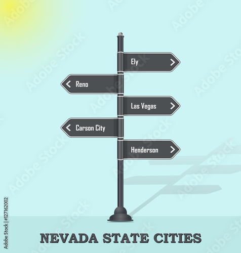 Road signpost template for USA towns and cities - Nevada state