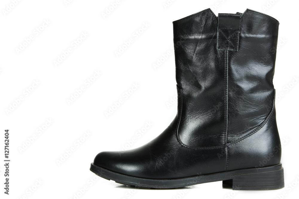 Female black boots isolated on a white background.