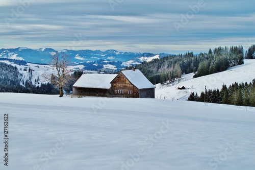 Winterlandschaft mit Bauernhaus