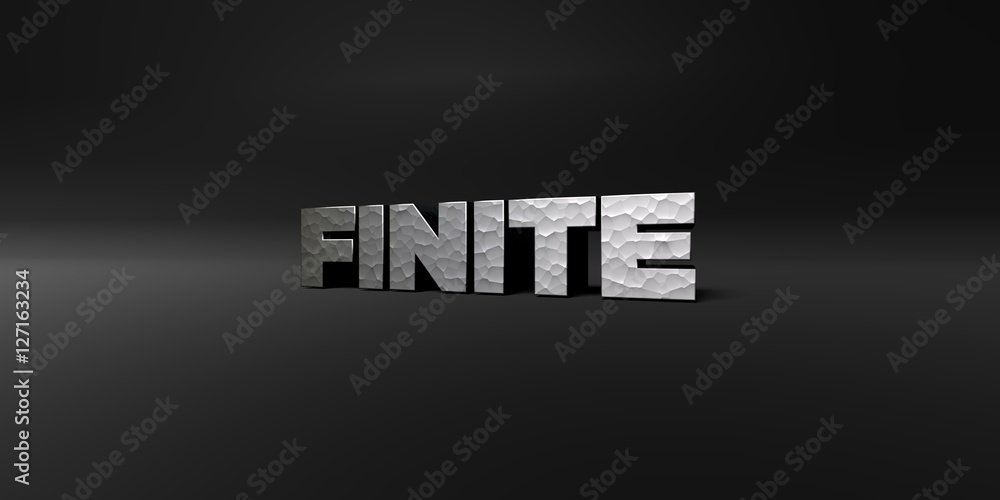 FINITE - hammered metal finish text on black studio - 3D rendered royalty free stock photo. This image can be used for an online website banner ad or a print postcard. FINITE - hammered metal finish text on black studio - 3D rendered royalty free stock photo. This image can be used for an online website banner ad or a print postcard.
