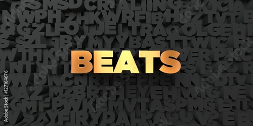 Beats - Gold text on black background - 3D rendered royalty free stock picture. This image can be used for an online website banner ad or a print postcard. photo