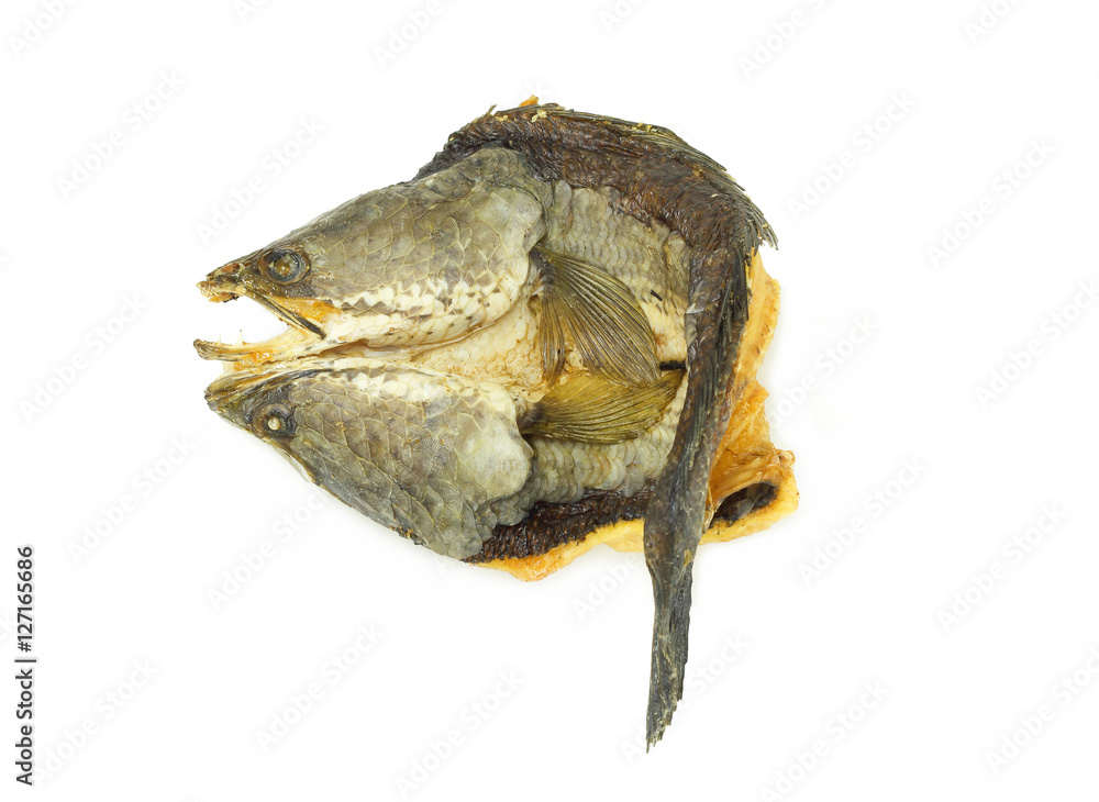 Dried fish isolated on white background