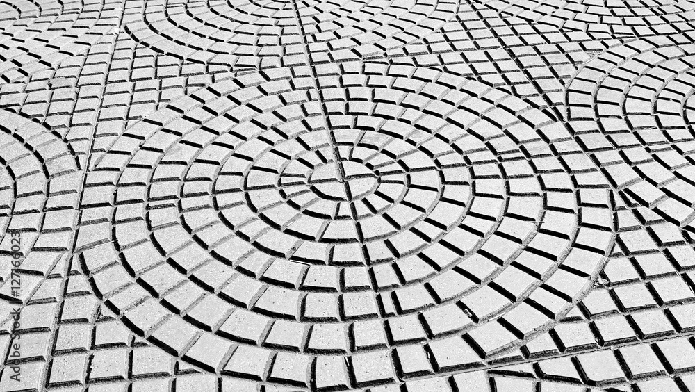 Close up Circle Pattern Stone pavement in Black and White Close up Circle Pattern Stone pavement in Black and White