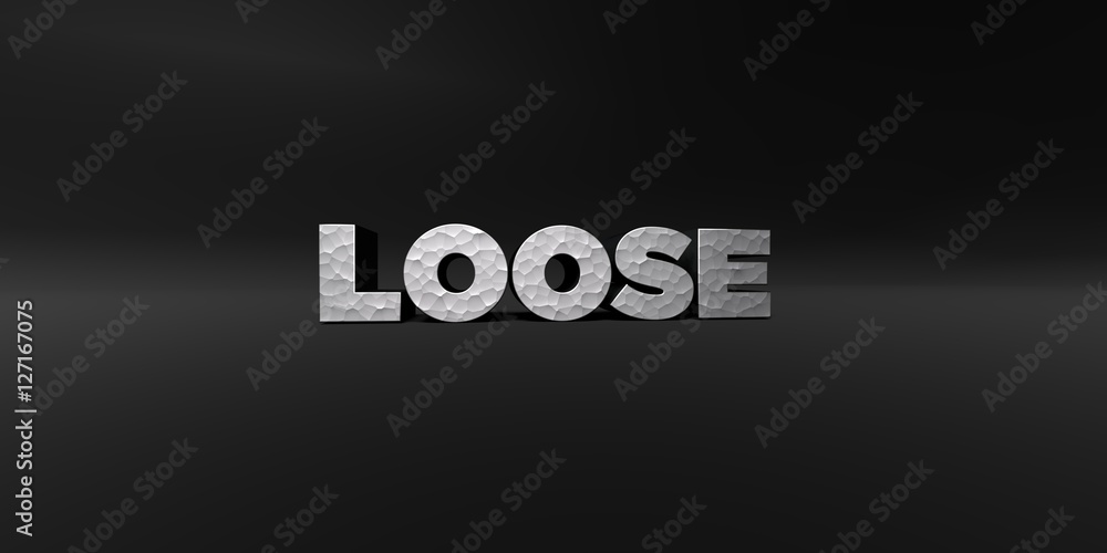 LOOSE - hammered metal finish text on black studio - 3D rendered royalty free stock photo. This image can be used for an online website banner ad or a print postcard. LOOSE - hammered metal finish text on black studio - 3D rendered royalty free stock photo. This image can be used for an online website banner ad or a print postcard.