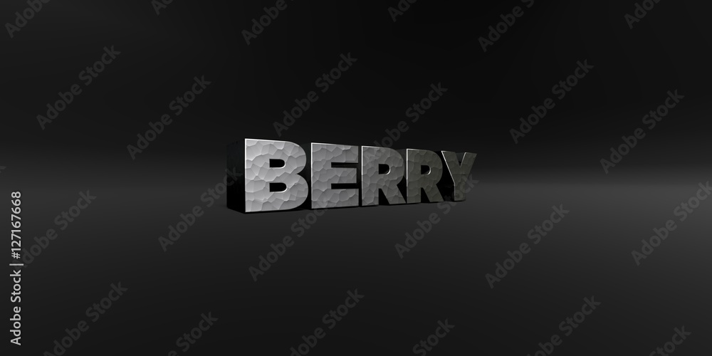 BERRY - hammered metal finish text on black studio - 3D rendered royalty free stock photo. This image can be used for an online website banner ad or a print postcard. BERRY - hammered metal finish text on black studio - 3D rendered royalty free stock photo. This image can be used for an online website banner ad or a print postcard.