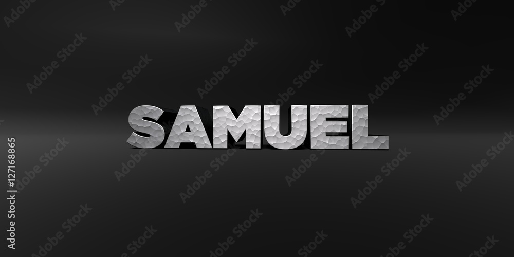 SAMUEL - hammered metal finish text on black studio - 3D rendered royalty free stock photo. This image can be used for an online website banner ad or a print postcard. SAMUEL - hammered metal finish text on black studio - 3D rendered royalty free stock photo. This image can be used for an online website banner ad or a print postcard.