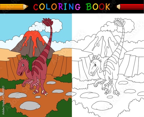 Cartoon velociraptor coloring book