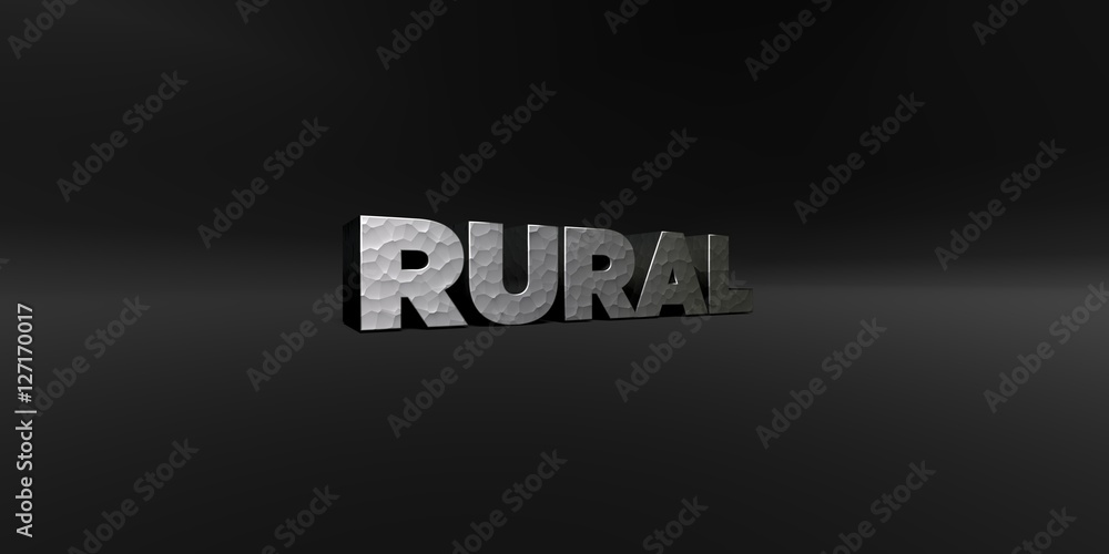 RURAL - hammered metal finish text on black studio - 3D rendered royalty free stock photo. This image can be used for an online website banner ad or a print postcard. RURAL - hammered metal finish text on black studio - 3D rendered royalty free stock photo. This image can be used for an online website banner ad or a print postcard.