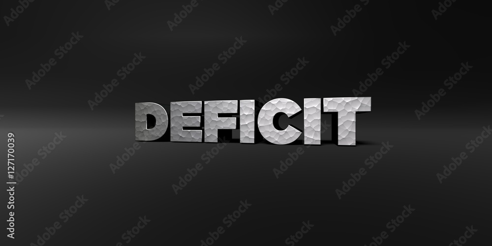 DEFICIT - hammered metal finish text on black studio - 3D rendered royalty free stock photo. This image can be used for an online website banner ad or a print postcard. DEFICIT - hammered metal finish text on black studio - 3D rendered royalty free stock photo. This image can be used for an online website banner ad or a print postcard.