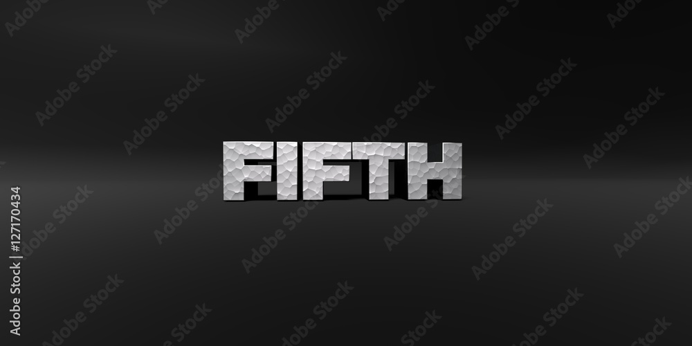 FIFTH - hammered metal finish text on black studio - 3D rendered royalty free stock photo. This image can be used for an online website banner ad or a print postcard. FIFTH - hammered metal finish text on black studio - 3D rendered royalty free stock photo. This image can be used for an online website banner ad or a print postcard.