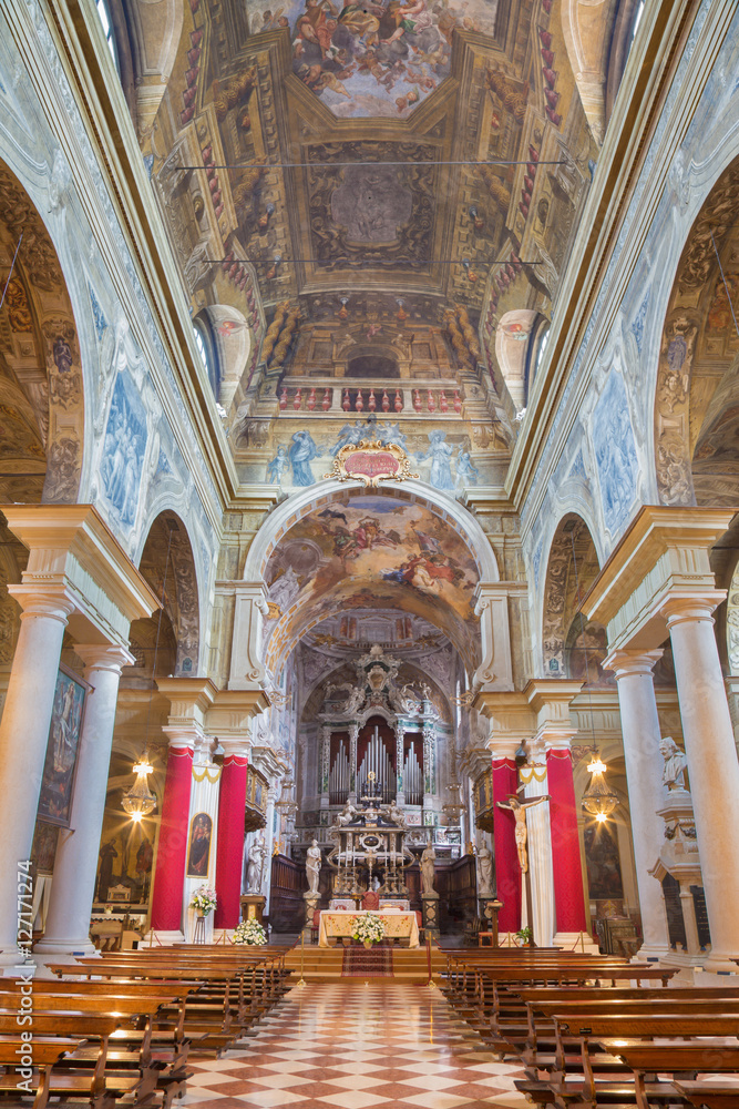 BRESCIA, ITALY - MAY 23, 2016: The nave of church Chiesa di San Faustino e Giovita.