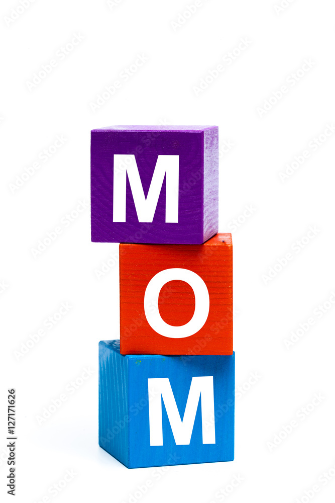 wooden toy cubes with letters. Mom wooden toy cubes with letters. Mom