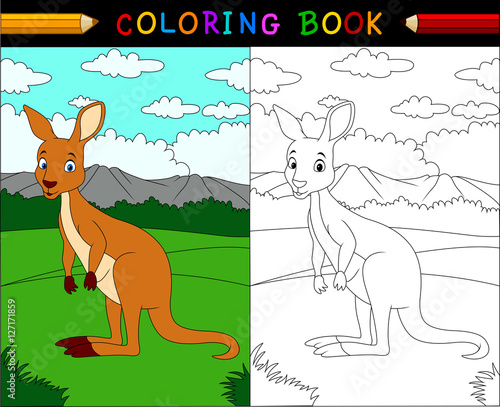 Cartoon kangaroo coloring book