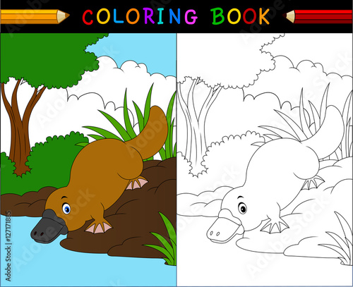 Cartoon platypus coloring book, Australian animals series
