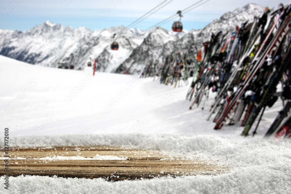 desk and ski time Stock Photo | Adobe Stock