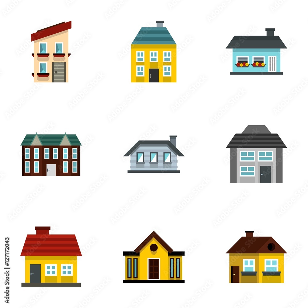 Residence icons set. Flat illustration of 9 residence vector icons for web
