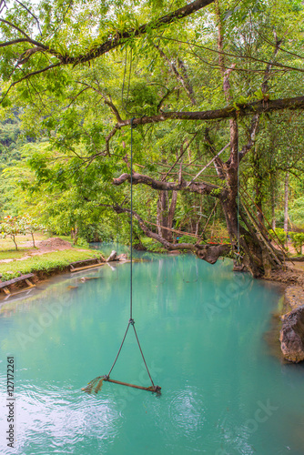 Blue Lagoon at pukham cave in vangvieng, Laos © CasanoWa Stutio