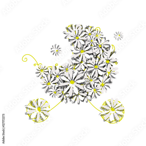 Camomile baby pram, sketch for your design
