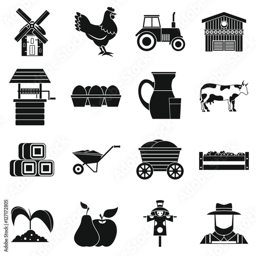 Farm icons set. Simple illustration of 16 farm vector icons for web